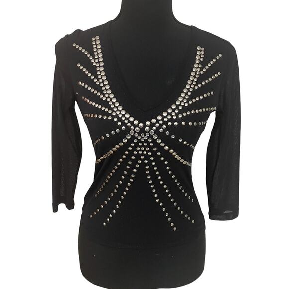 Express Tops - EXPRESS Chic Black Studded Top Sheer with glitter (S) Vintage